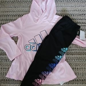 Adidas Two Piece Hoodie Pants Pink Black Outfit Size 5 NEW